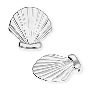 DQ&reg; European metal charms shell Antiek Zilver (Nikkelvrij)