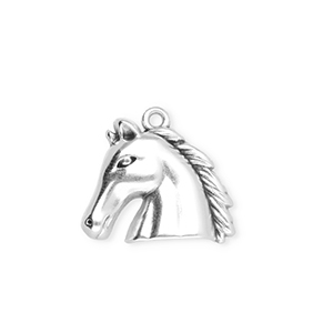 DQ&reg; European metal charms horse Antiek Zilver (Nikkelvrij)