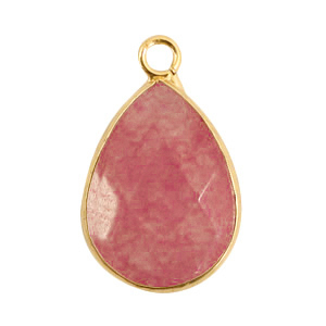 Natural stone charms drop Coral Pink-Gold