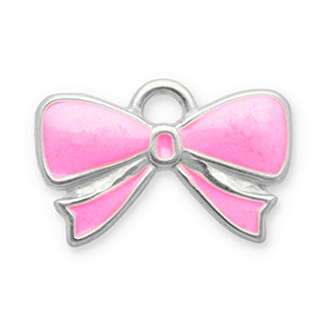 Stainless steel charms bow Silver-Pink