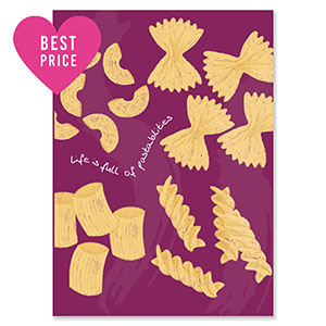 BY31&reg; Jewellery cards "Life is full of pasta-bilities" Magenta Purple-Yellow