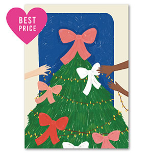 Jewellery cards Christmas tree Green-Blue-Pink
