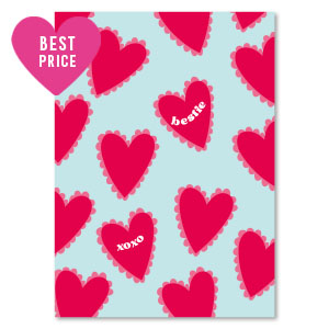 Jewellery cards "bestie xoxo" Light Blue-Red