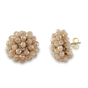 Top Faceted earrings with loop Beige
