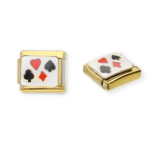Stainless steel charms for italian bracelet playing card Gold-White-Red-Black
