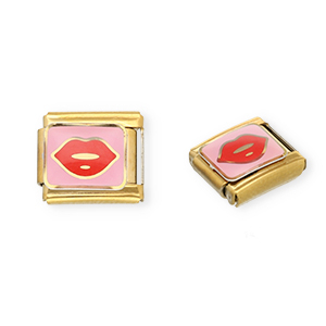 Stainless steel charms for italian bracelet kiss Gold-Pink-Red