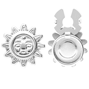 Stainless steel button covers sun with face Silver