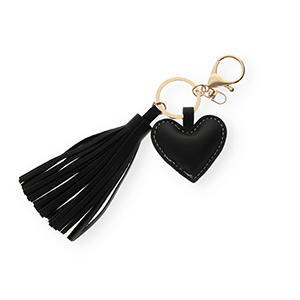Keychain heart with tassel Black-Gold