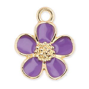 Metal charms flower Gold-Purple