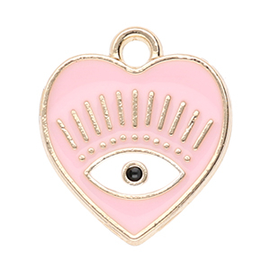 Metal charms heart Eye of Providence Gold-Light Pink-White