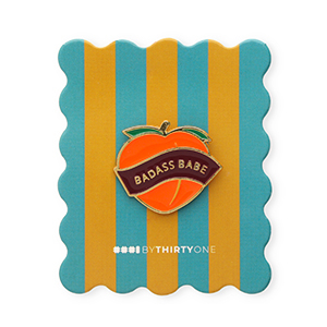 BY31&reg; Pin "Badass babe" on card Teal Blue-Burnt Orange-Salmon Pink-Bordeaux-Gold
