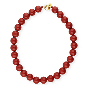 BY31&reg; 16mm acryl bead necklaces shiny Salsa Red 18-1657 TCX-Gold