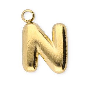 Stainless steel charms letter N Gold