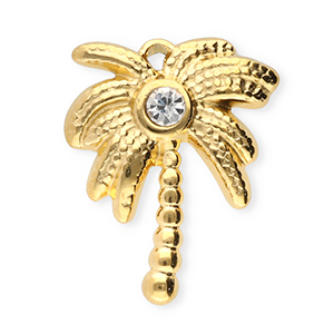 Stainless steel charms palmtree Gold-Transparent