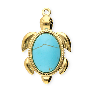 Stainless steel charms turtle Gold-Blue