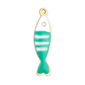 Stainless steel charms fish Gold-Mint Turquoise-White