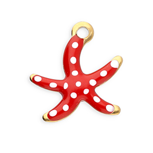 Stainless steel charms starfish Gold-Red-White