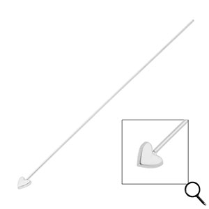 BY31&reg; Stainless steel findings headpins with heart 70mm Silver