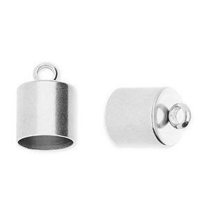 Stainless steel findings end cap &Oslash;6mm with loop Silver