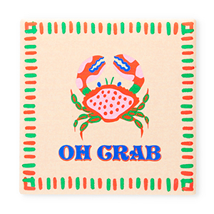 BY31&reg; Tile with quotes "Oh crab" Light Peach-Red-Green-Blue