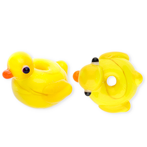 Handmade glass beads duck Yellow-Orange-White-Black