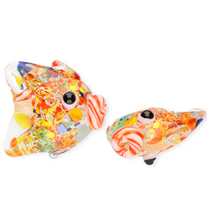 Handmade glass beads fish Transparent-Multicolour