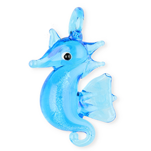 Handmade glass charms seahorse Blue