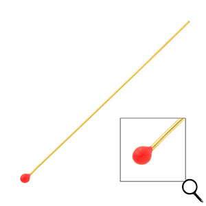 BY31&reg; Stainless steel findings headpins with ball 70mm Gold-Red