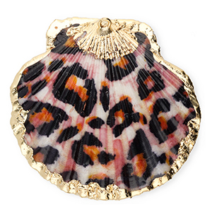 Shell pendants specials scallop leopard Black-Orange-Gold