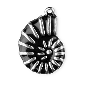 Stainless steel charm enamel shell Silver-Black