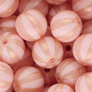 16 mm DQ&reg; acrylic beads with stripes Light Pink-Peach Pink