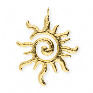 Stainless steel charms spiral sun Gold