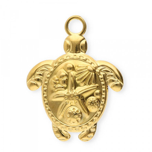 Stainless steel charms turtle with starfish Gold