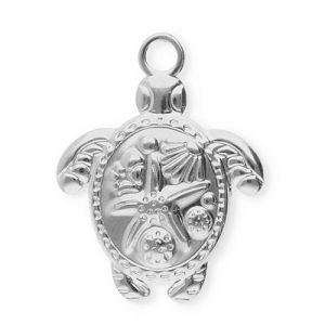 Stainless steel charms turtle with starfish Silver
