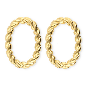 BY31&reg; Stainless steel earrings / earpin oval twisted Gold