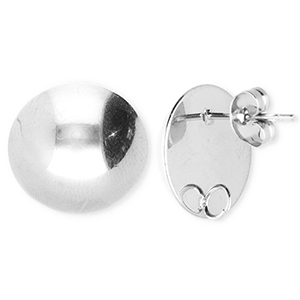 BY31&reg; Stainless Steel findings earrings&nbsp;/&nbsp;earpins round with loop Silver