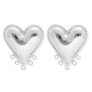 BY31&reg; Stainless Steel findings earrings&nbsp;/&nbsp;earpins heart with 5 loops Silver