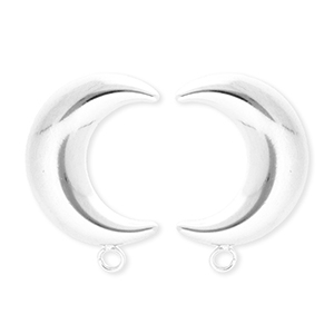 BY31&reg; Stainless Steel findings earrings&nbsp;/&nbsp;earpins moon with loop Silver