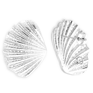 BY31&reg; Stainless Steel findings earrings&nbsp;/&nbsp;earpins shell with loop Silver