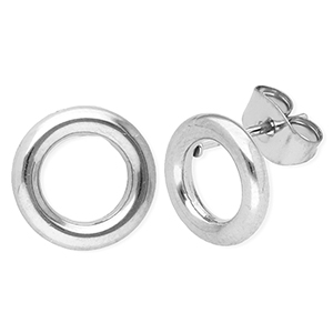 Stainless steel earrings / earpin round Silver