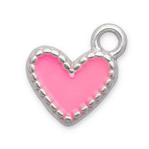 Stainless steel charms heart Silver-Pink