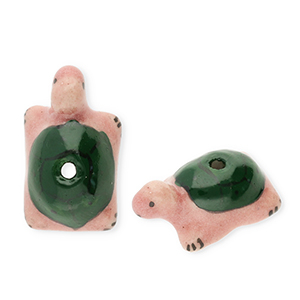 Beads ceramic turtle Dark Green-Vintage Pink-Black