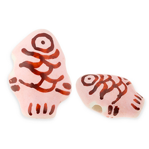Beads ceramic fish Light Pink-Rust Red
