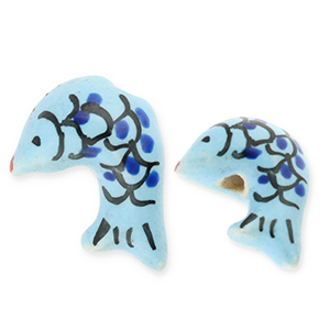 Beads ceramic fish Blue-Black