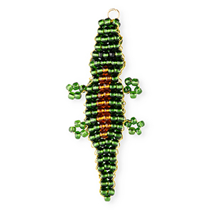 BY31&reg; Glass seed beads charms crocodile Dark Green-Amber Brown-Black-Gold
