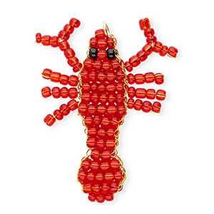 BY31&reg; Glass seed beads charms lobster Red-Black-Gold