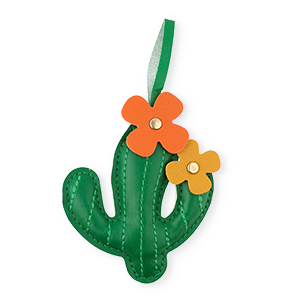 Statement charms cactus with flowers Dark Green-Orange-Ochre Brown