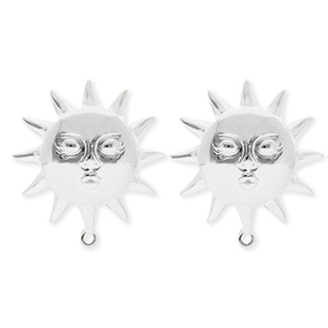 BY31&reg; Stainless Steel findings earrings&nbsp;/&nbsp;earpins sun with face with loop Silver