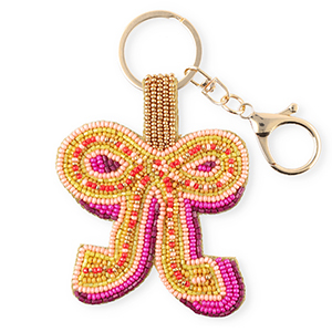 Keychain bow Gold-Peach Pink-Ochre Yellow