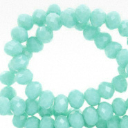 Top faceted beads 8x6mm disc Turquoise-Pearl Shine Coating